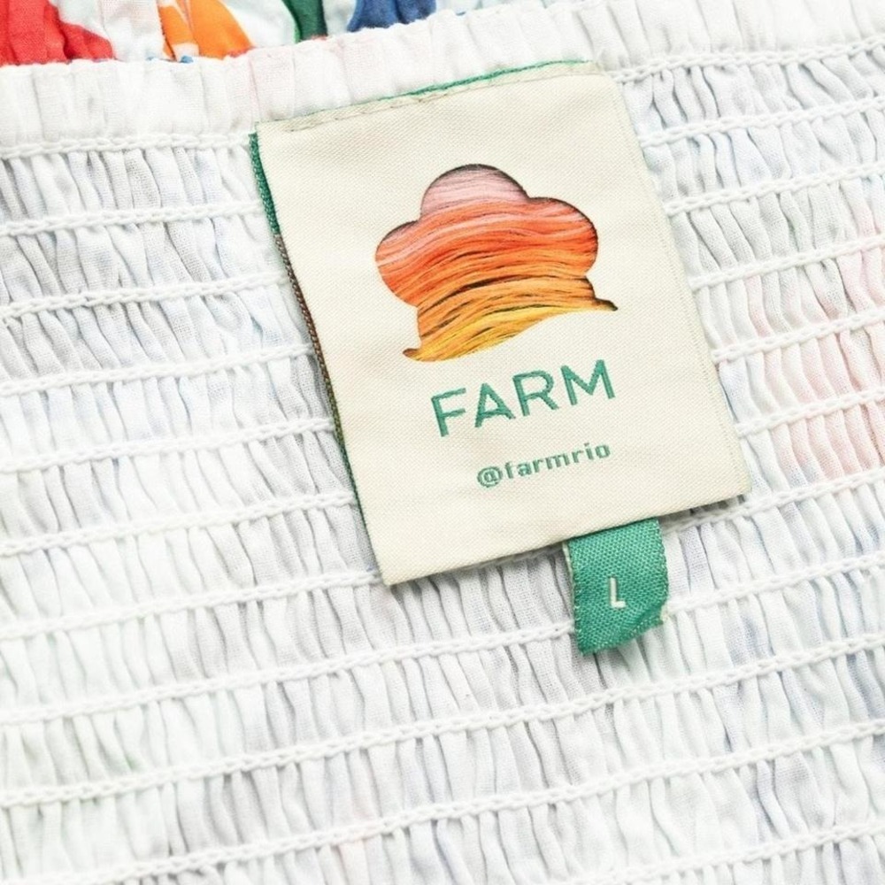 Farm Rio. New! Macaw Wind Smocked Crop Top View 3
